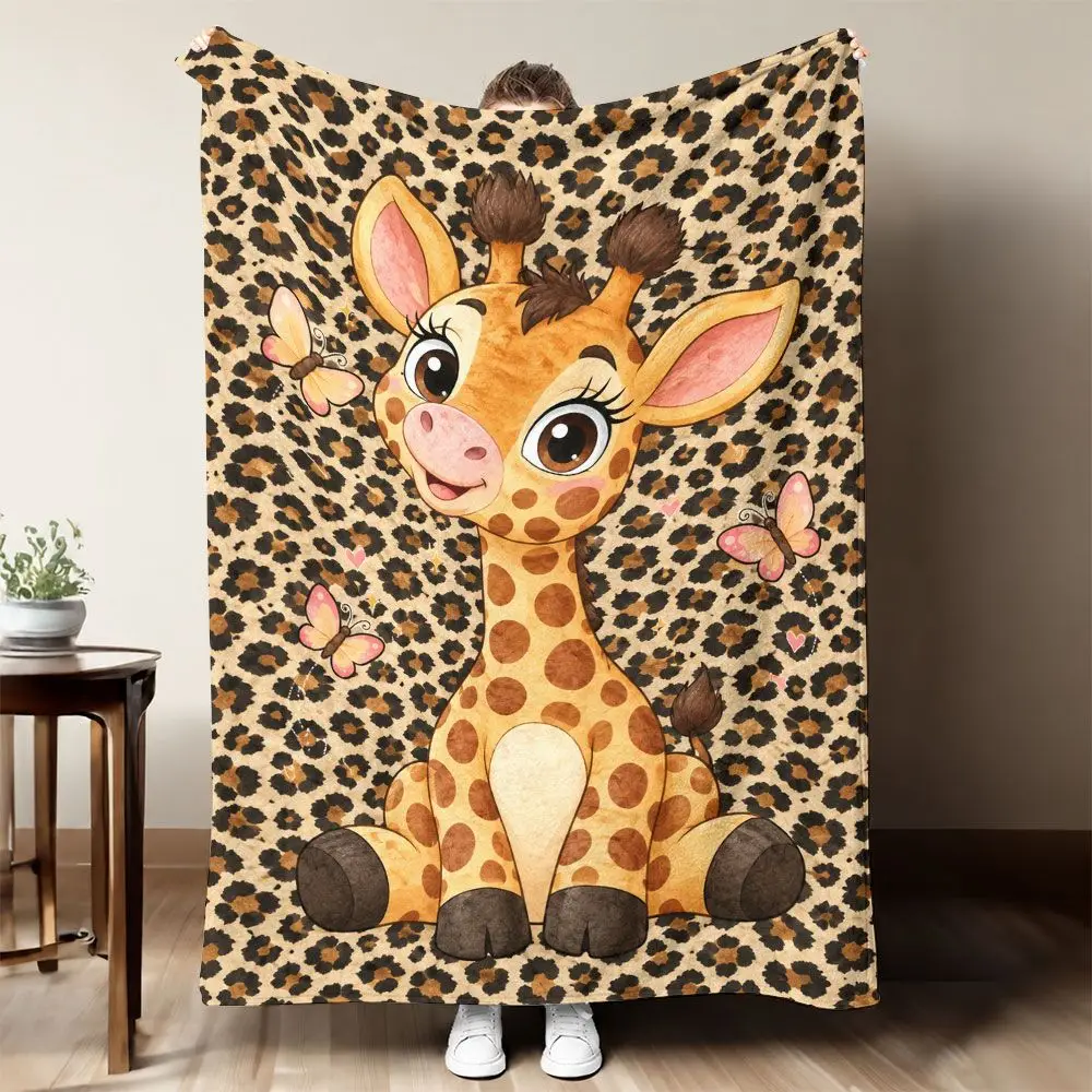 Cute Giraffe Baby Animal Print Throw Blanket Cozy Nursery Decor Gift for Kids Bedding
