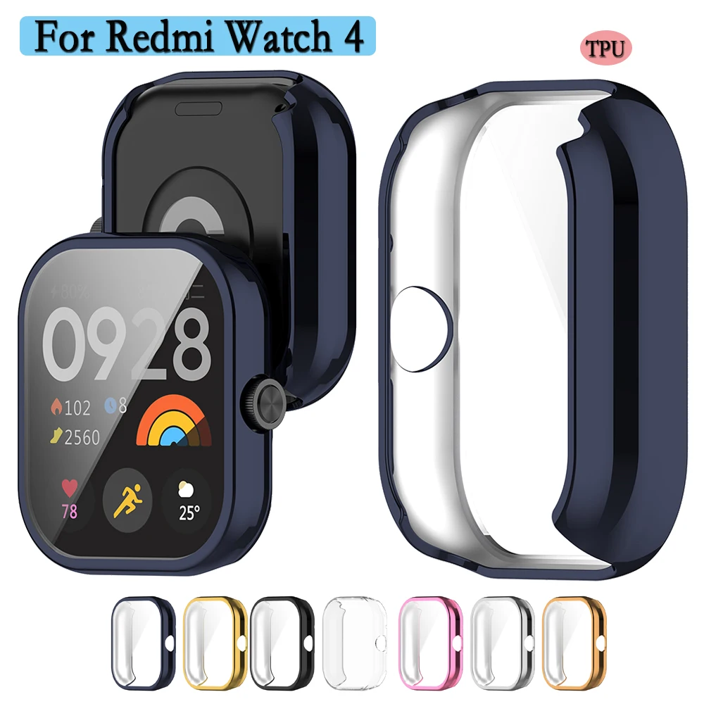 For Redmi Watch 4 Case Durable and Flexible TPU Shell Protector Full Coverage Screen Protection Watch Cover Accessories