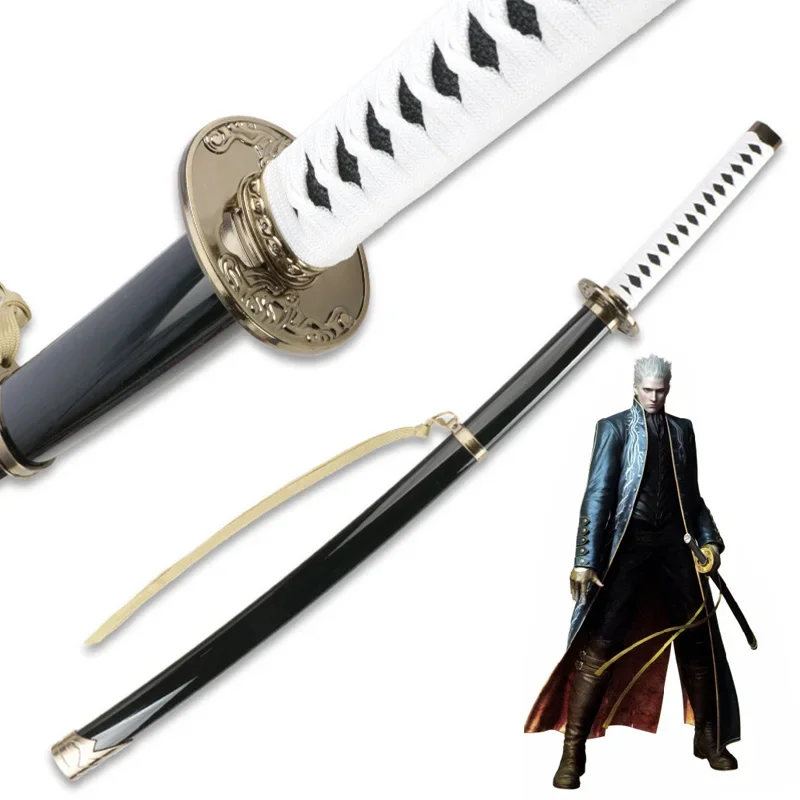 Online Game Demons May Cry Dark Killer Virgil's Yama Sword Cosplay Katana Toy Halloween Wooden Weapon