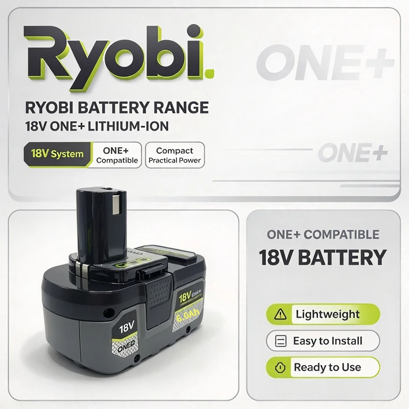 Ryobi ONE+ 18V 6.0Ah Lithium Battery Compatible P107 P108 Tools Model,for Multi-Purpose And Multifunctional Tools Maintenance