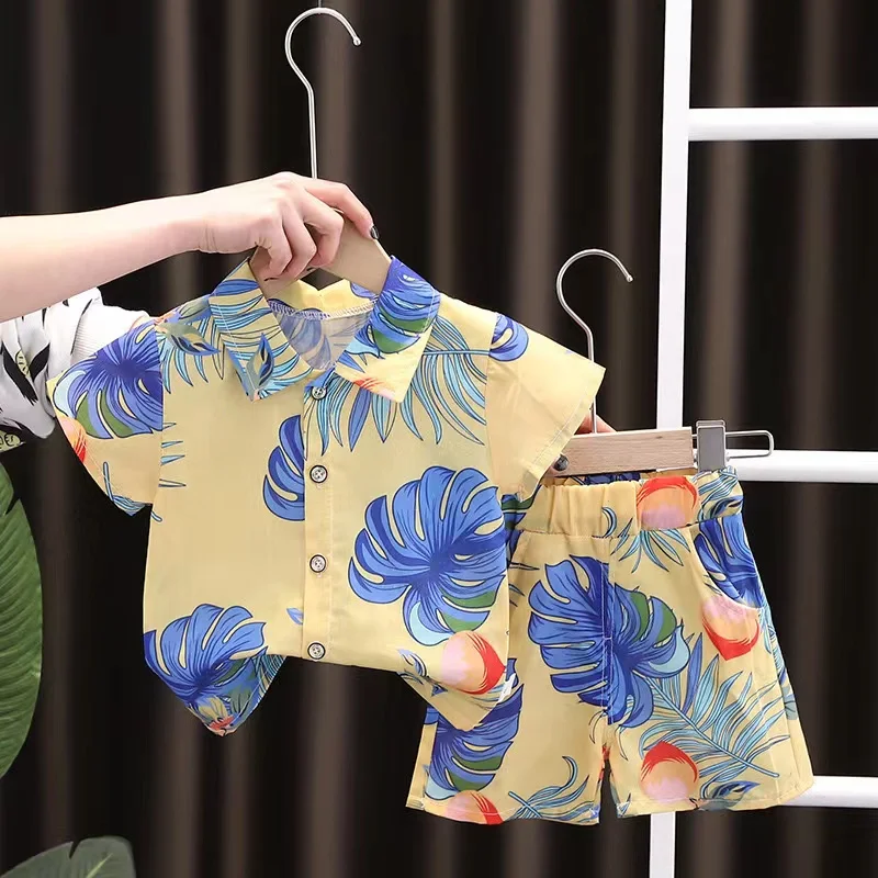 New Summer Baby Boys Clothing Suits Children Boy Printe Excavator T Shirt Shorts 2Pcs/sets Kids Infant Toddler Cacual Tracksuits