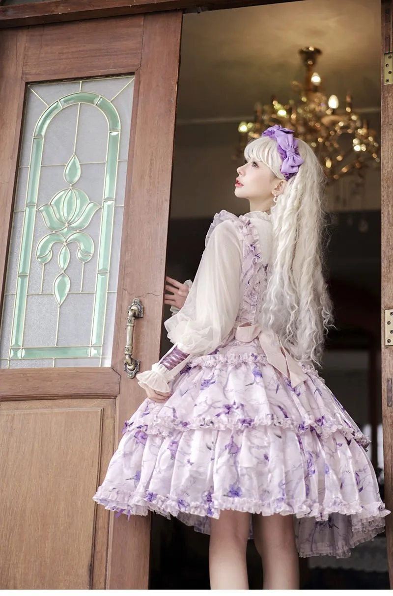 Firefly Flower Light Lolita Vintage Dress for Girls in Sweet and Cute Style with Fake Two - piece Design