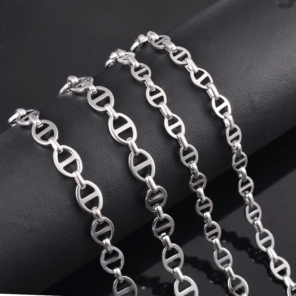 Wholesale Width 6/8mm Simple Handmade Chain Necklace for Men Women Stainless Steel Hip Hop Chain Women Necklace Punk Jewelry