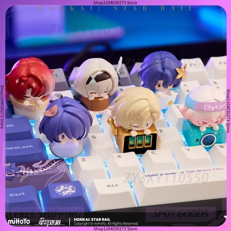 

Mihoyo Honkai Star Trail Limited Edition Q Versionv1 V2 Колпачки для клавиш с авантюрином, милые на заказ Dr. Соотношение Маленькая фигура 7 марта Крышка ключа