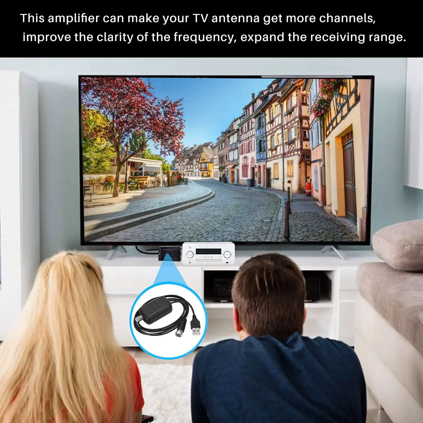 

KIKI HDTV Aerial Amplifier Signal Booster TV HDTV Antenna with USB Power Supply Kits