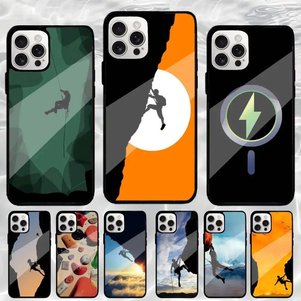 

R-Rock Climbing Wall Phone Case For iPhone17,16,15,14,13,12,11 Plus,Pro Max Magnetic For Magsafe Wireless Charging