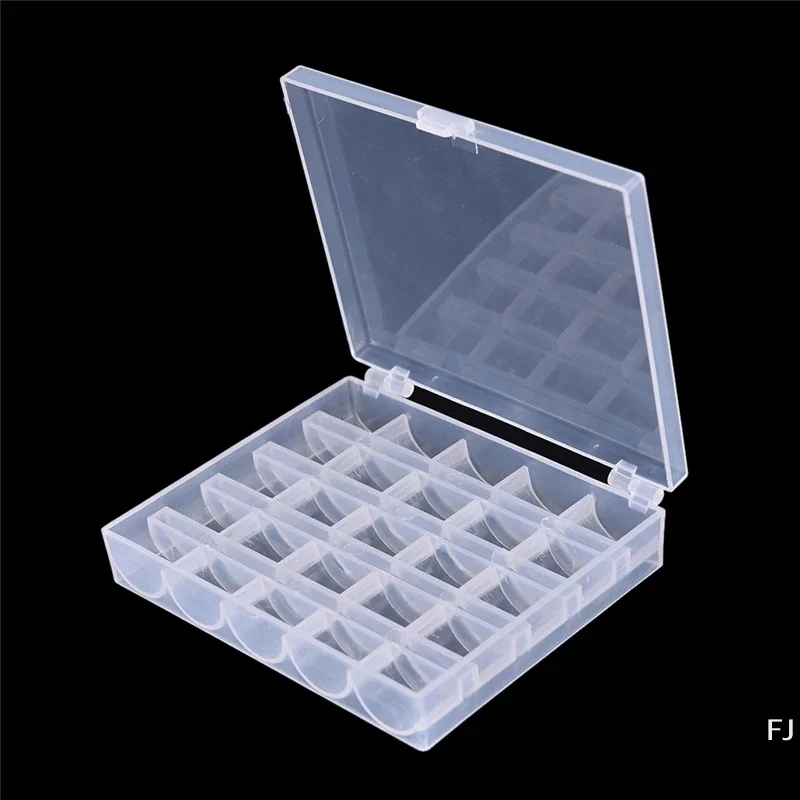 [YU]25 Spools Empty Bobbins Sewing Machine Bobbin Case Organizer Storage Plastic Box