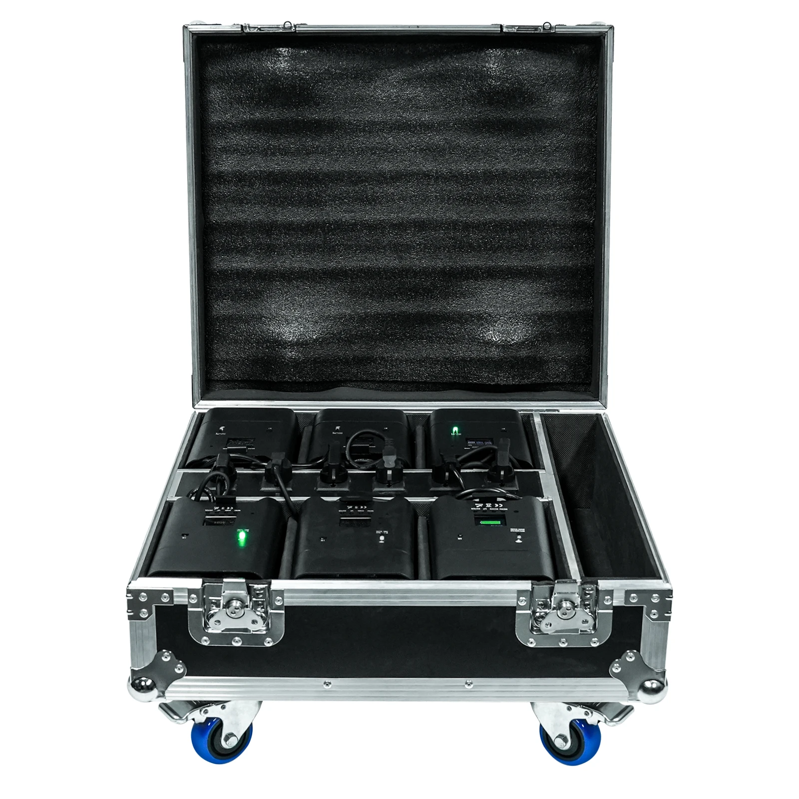 

Fieryzeal Rechargeable Gator Cases for (6) Wireless Built-in Battery Par Light Airline Case for RGBWA+UV 6x18W APP LED Par Light
