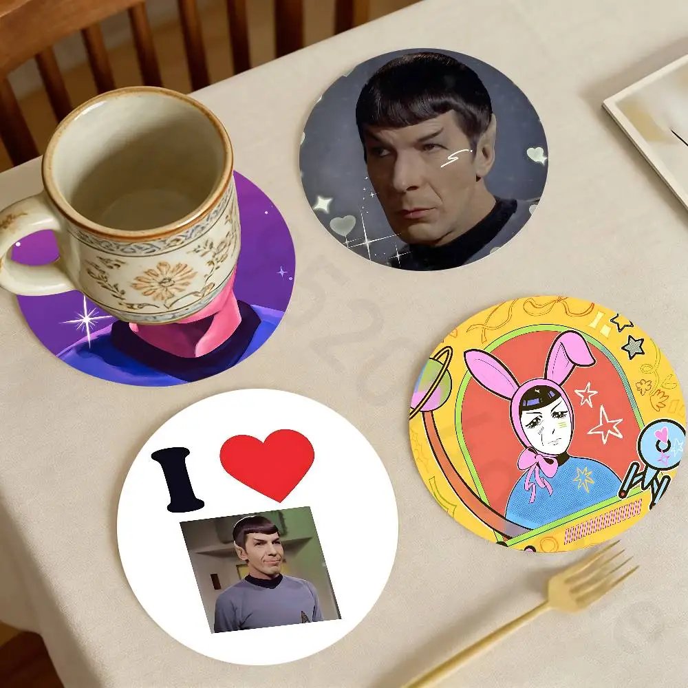 

S-Star Trek Spock Space Wooden Cup Coaster Tea Coffee Beverage Colour Printing Cup Mat Home Restaurant Decorations