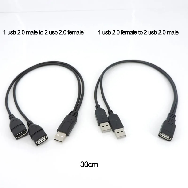 Usb2.0 usd a 1 macho fêmea plugue para 2 macho fêmea soquete usb 2.0 cabo de extensão cabo de dados adaptador de fonte de alimentação conversor plug l1