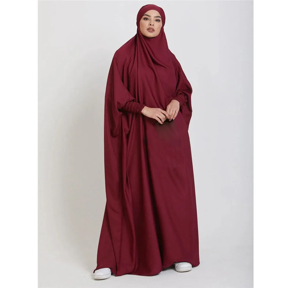 Indumento da preghiera con cappuccio da donna One Piece Ramadan Eid Abbigliamento islamico Abaya sopra la testa Abito arabo Abito maxi allentato Caftano Abito caftano