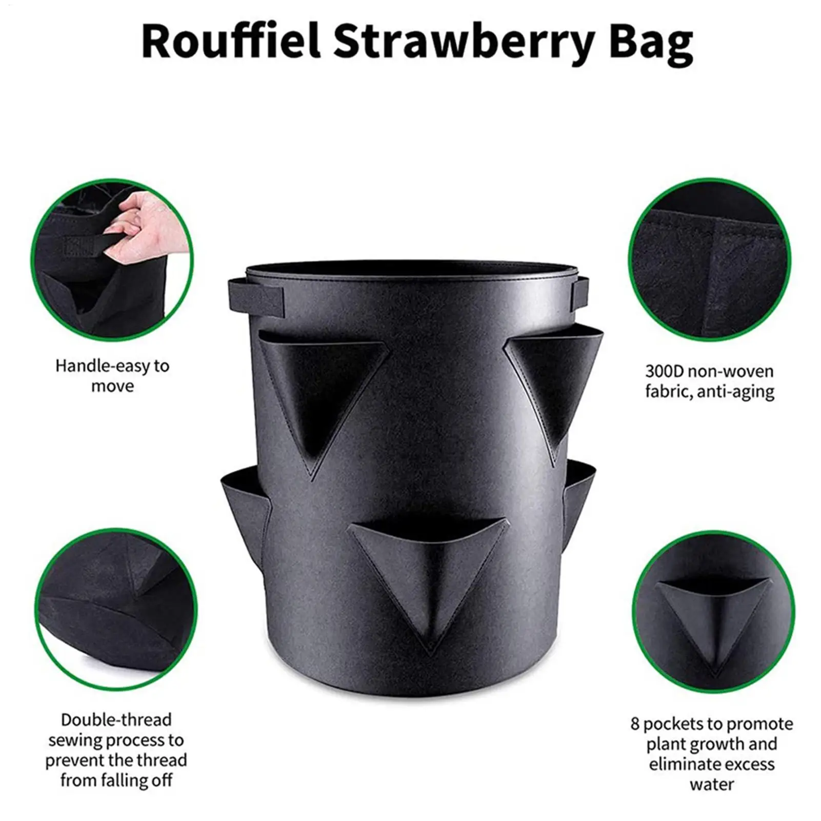 7 Gallon Potato Grow Bags Strawberry Planter Bags w/6 Side Grow Pockets Portable Plant Bags for Outdoor Garden Vegetable Growing