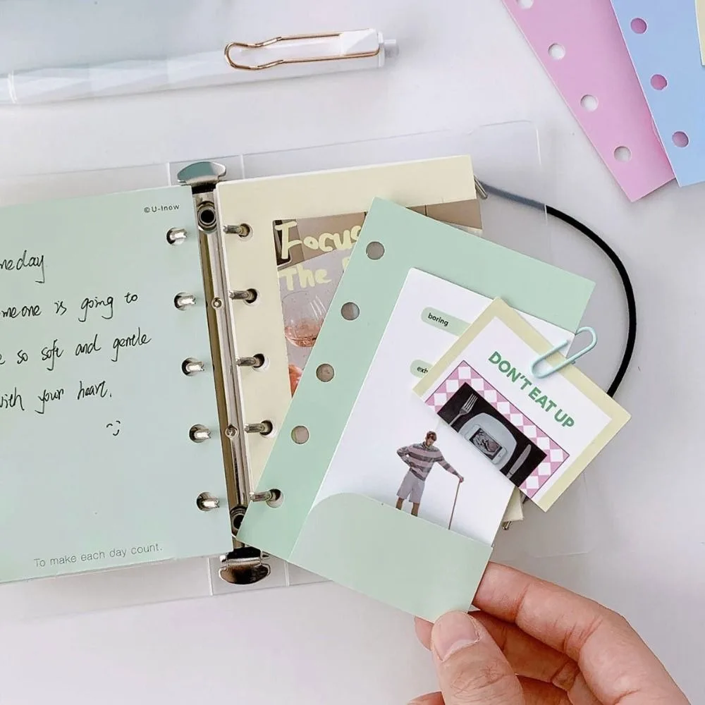 4Sheets M5 Loose Leaf Refill Paper 5-hole Indexing Cards Inner Refill Spiral Binder Paper Paper Stationery