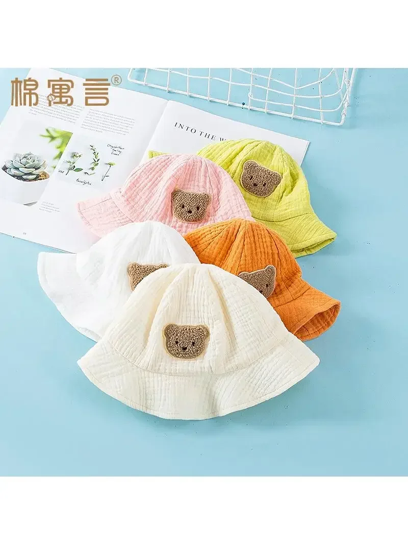 Spring and autumn baby hat cotton gauze newborn bucket hat for boys and girls