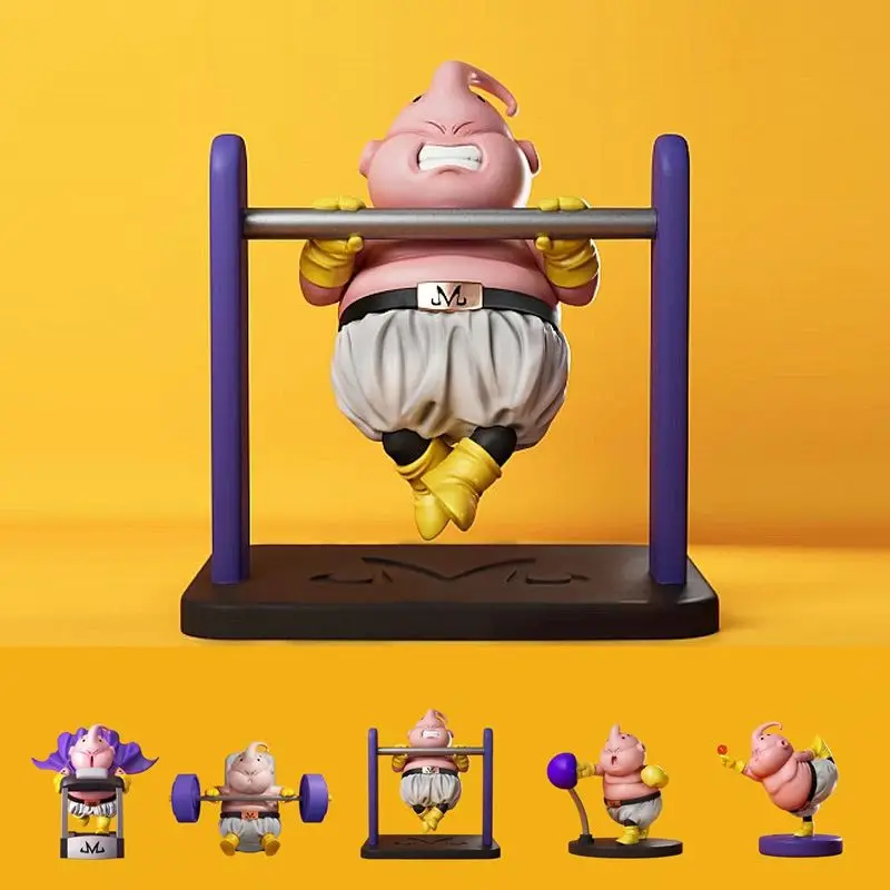 5 ชิ้น/เซ็ต Fitness Body Building Dragon Ball Majin Buu น่ารักคอลเลกชันรูปของเล่นตัวเลขการกระทําอะนิเมะ