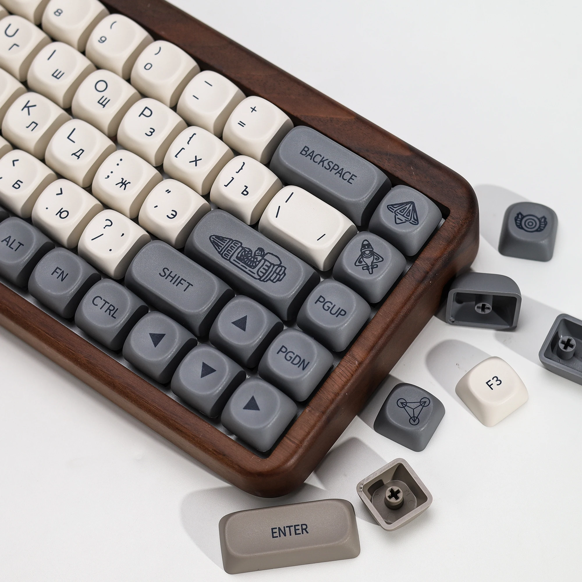 KBDiy Russische Tastenkappen Retro Vision Theme KOA MOA Profil PBT ISO MAC Tastenkappen Maßanfertigung für MX-Schalter 60 Gaming Mechanische Tastatur – Detail 21