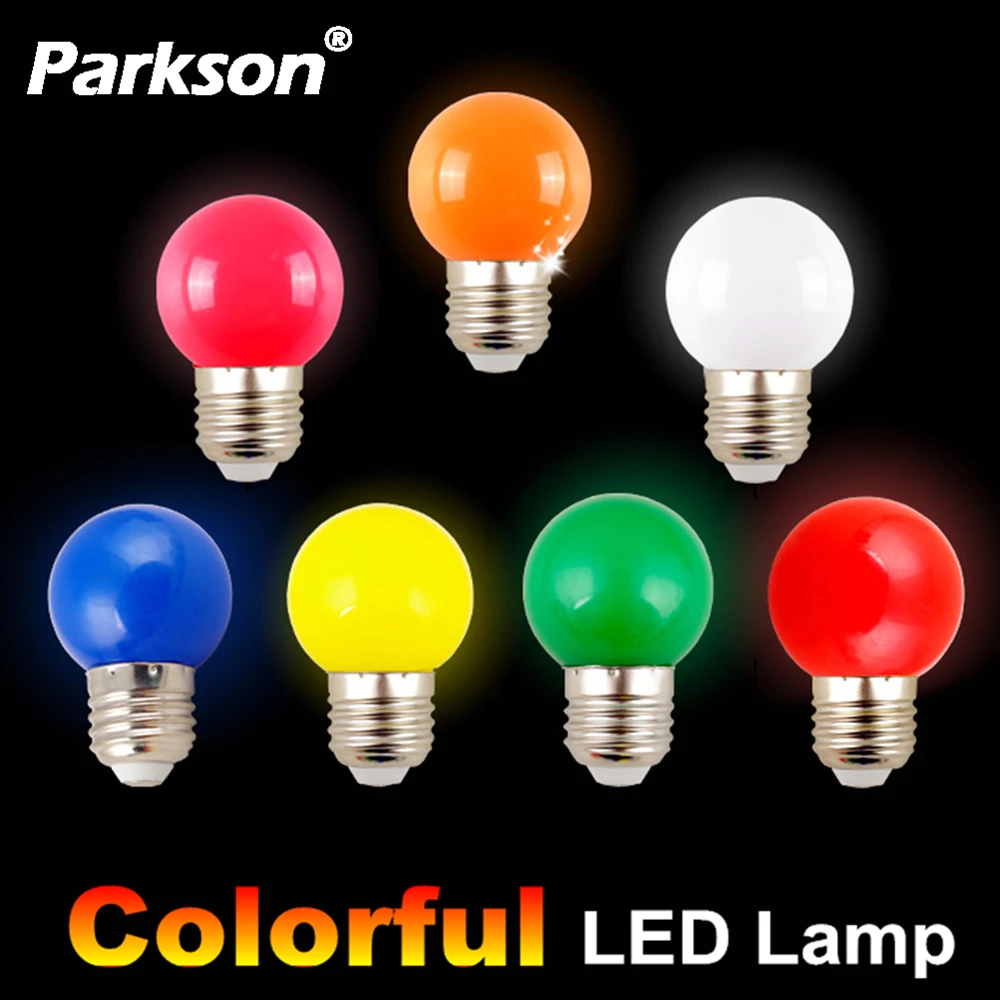 20Pcs Colorful G45 E27 Led Light Bulb Orange Red 1W 220V Lamp Blue Holiday Christmas Wedding Lighting Bedroom Esports Decoration