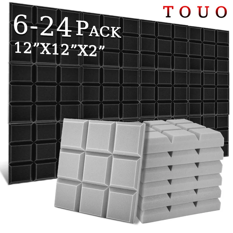 TOUO 6/12/24 Pcs Acoustic Foam Home Decoration Sponge Panels Studio Acoustic Treatment High-Density Sound Insulation Treatment