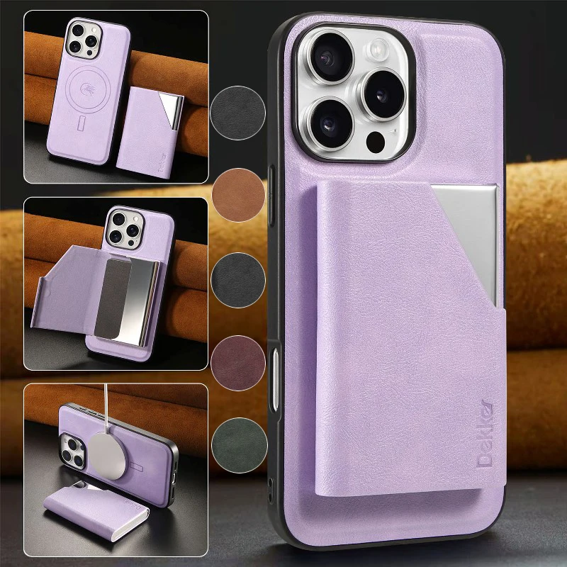 

2 In 1 Magnetic Phone Case For iPhone 16 Pro Max 15 Plus 14 13 12 Pro With Detachable Solid Color Leather Wallet Card Box