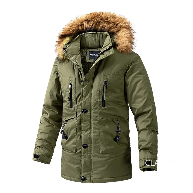 Pardessus long à capuche avec plusieurs poches pour hommes, parkas chauds, doudounes d\'extérieur décontractées, haute qualité, hiver, nouveau, 4XL