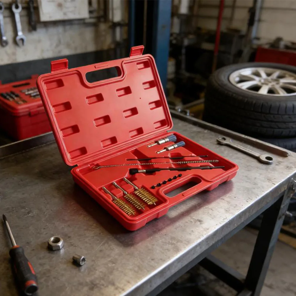Kit de nettoyage d'injecteurs de carburant diesel avec supports de fixation, brosses et outils de nettoyage des tuyaux d'injecteurs pour l'entretien courant