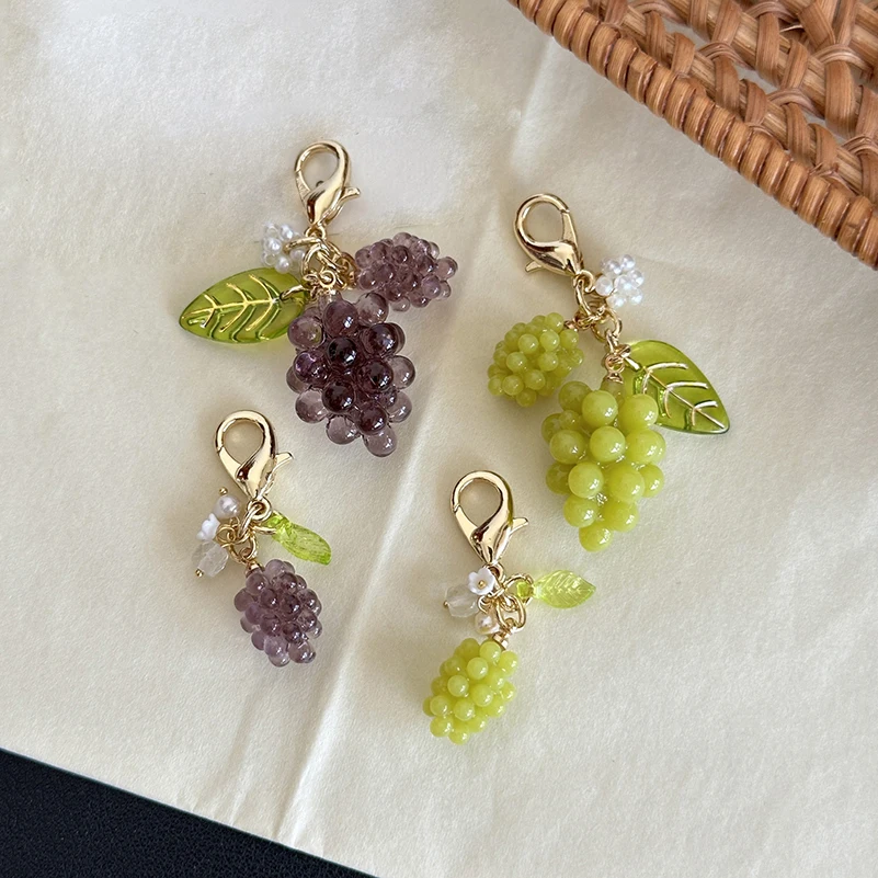 5pcs Resin Grape-studded zipper closure Keychain For Bag Part