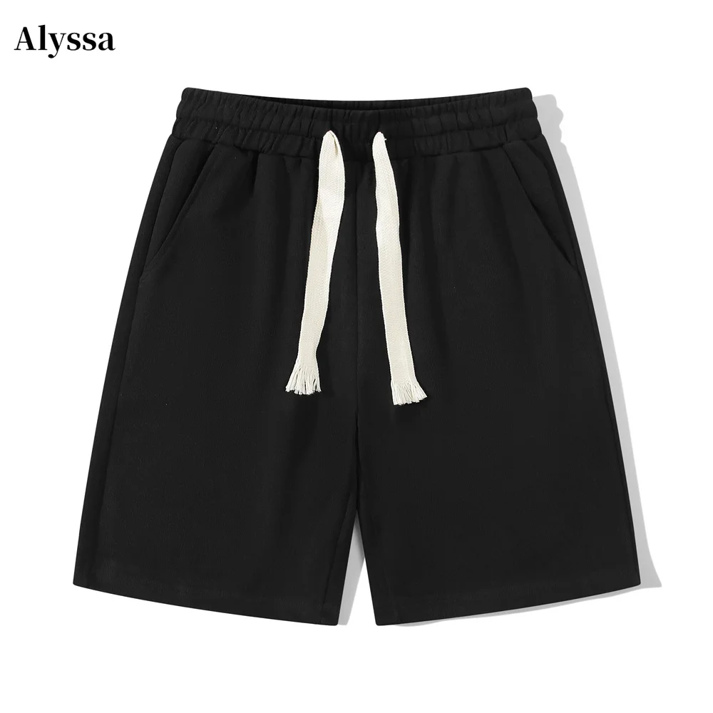 Men\'s shorts Sweat Shorts for Men Casual Clothing Jogging Sport Short Pants Black Color Drawstring Loose Gym Sports Training