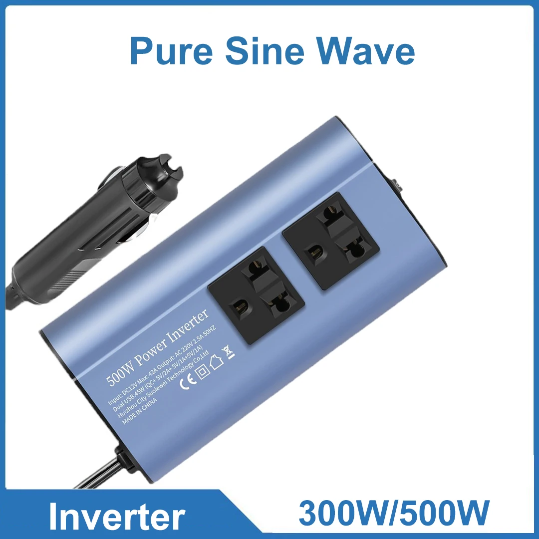 

Инвертор для коррекции синусоидальной волны, 300/500 Вт, преобразователь питания для автомобиля, различные спецификации и разъемы, 12В в 220В