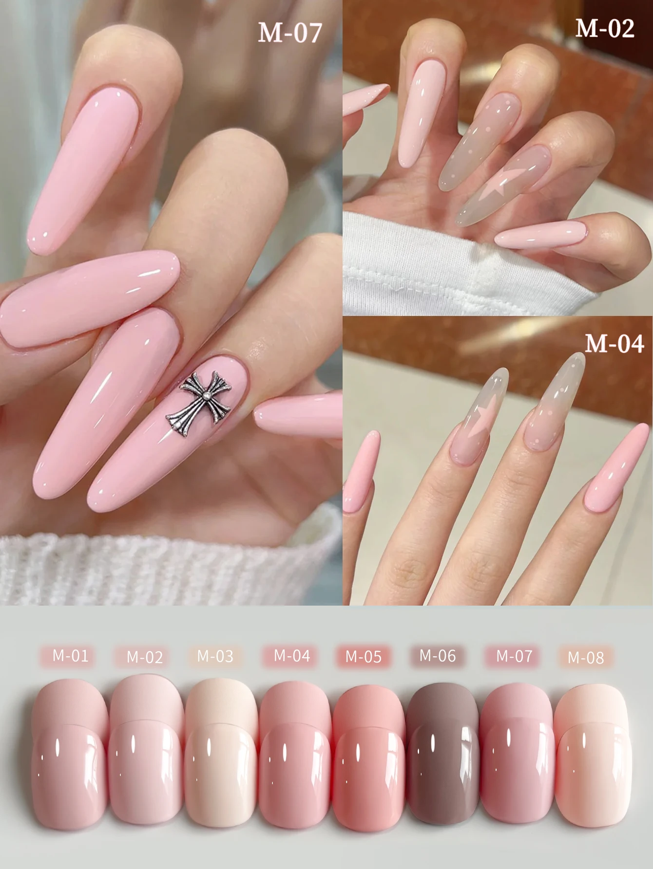 XEIJAYI 15ML 8pcs Pink Series Gel Nail Polish Set, UV LED Immersion Nail Polish,Holiday DIY Nail Polish Design For All Seasons