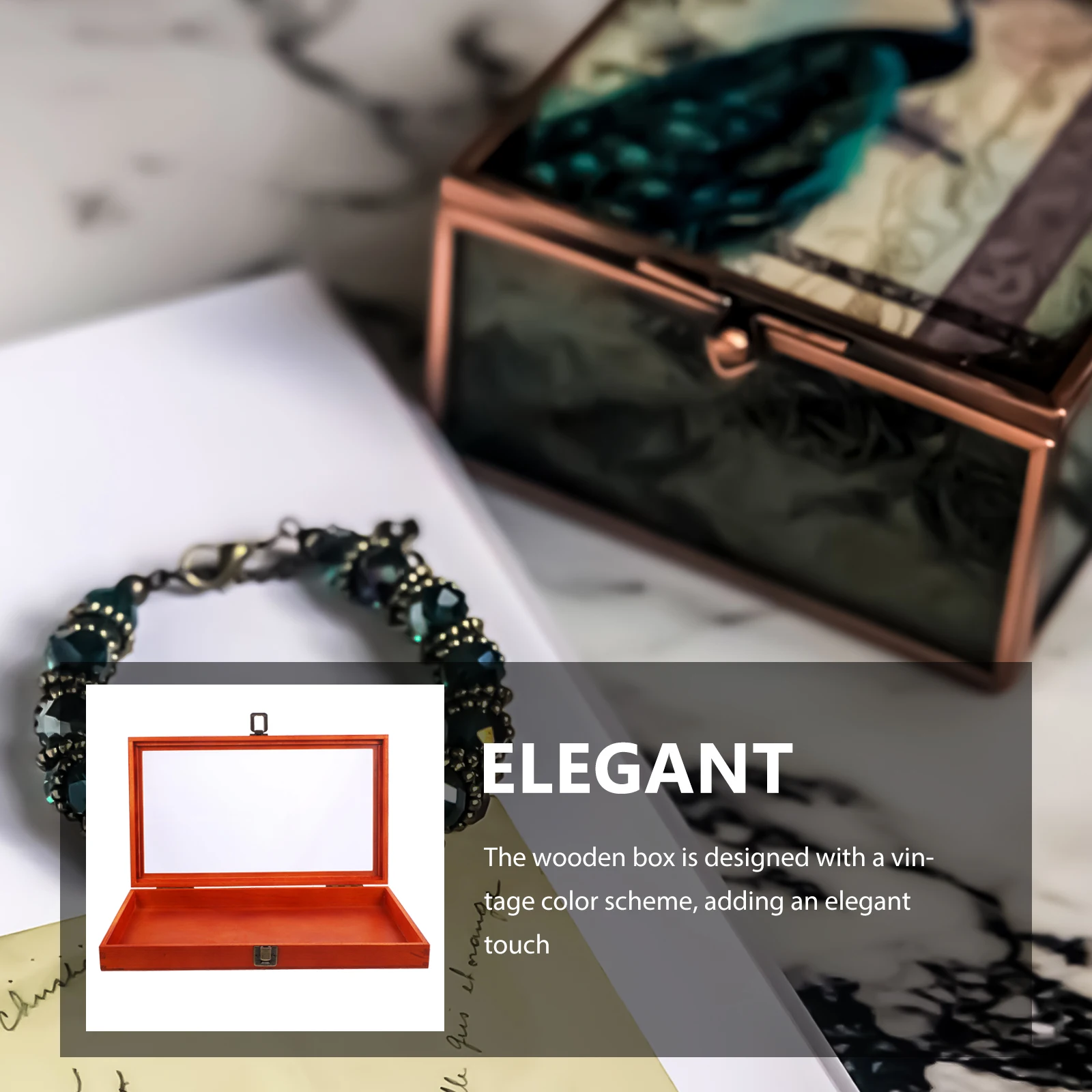 

Rectangular Wood Box Vintage Specimen Display Case For Jewelry Storage Dried Flower Butterflies Plant