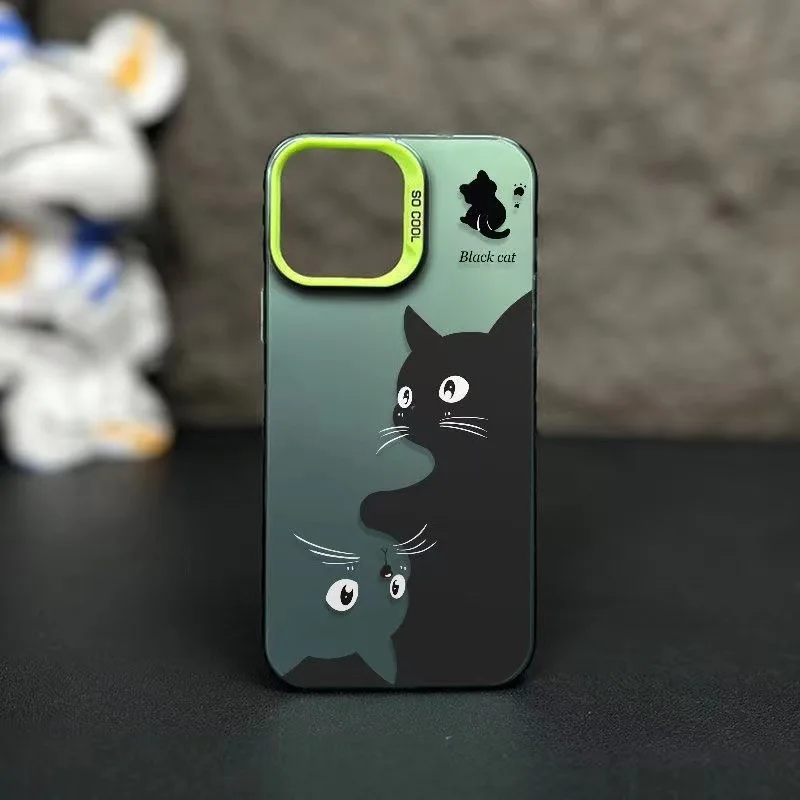 Gato bonito dos desenhos animados caso de telefone para iphone 17 caso iphone 11 12 14 15 16 pro max xs xr 7 8 plus se silicone macio claro capa