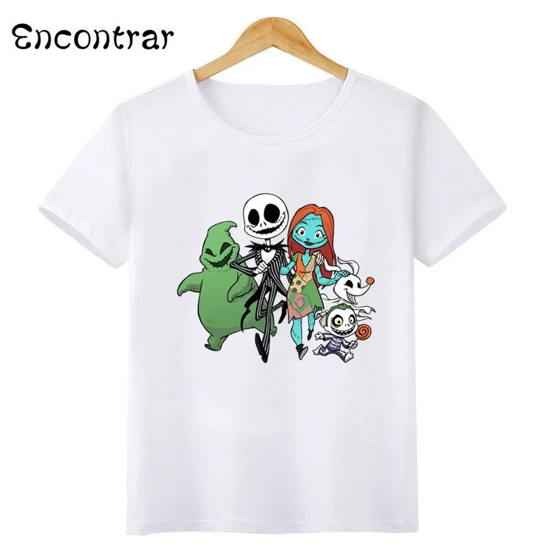 Disney Kids T-shirt Halloween Town Pumpkin King Jack Skellington Print Girls Clothes Baby Boys T shirt Children's Tops,HKP5234