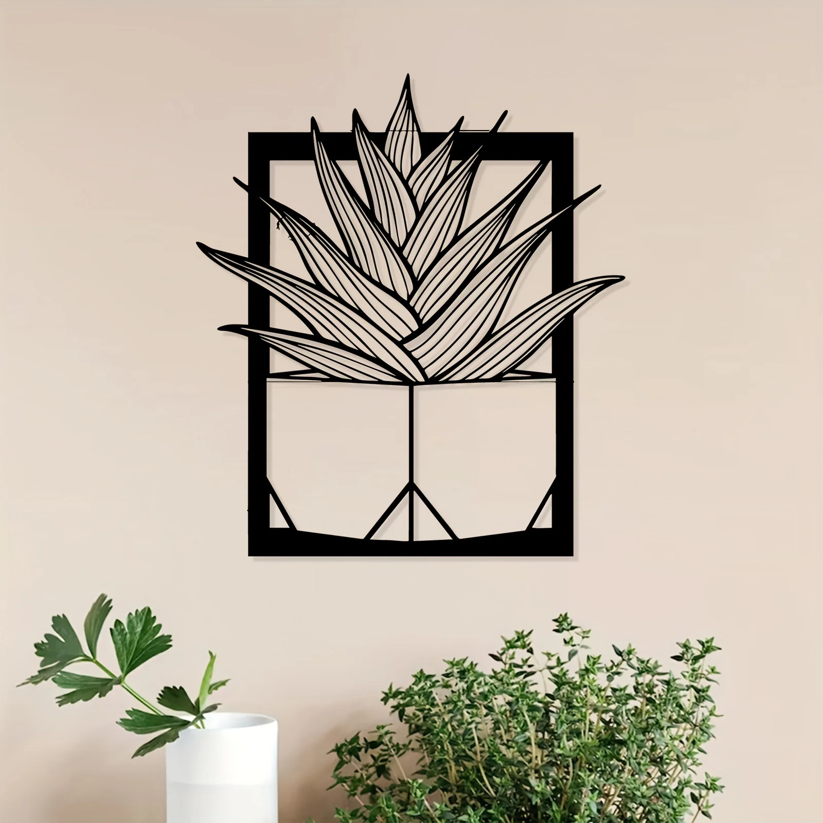 1pc Agave Plant Metal Wall Art, Desert Succulent Iron Wall Sculpture, Weather‑Proof Indoor‑Outdoor Wall Decor