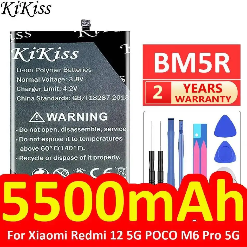 

Аккумулятор мобильного телефона BM5R 5500 мАч для Xiaomi Redmi 12 5G Poco M6 Pro, высокая производительность