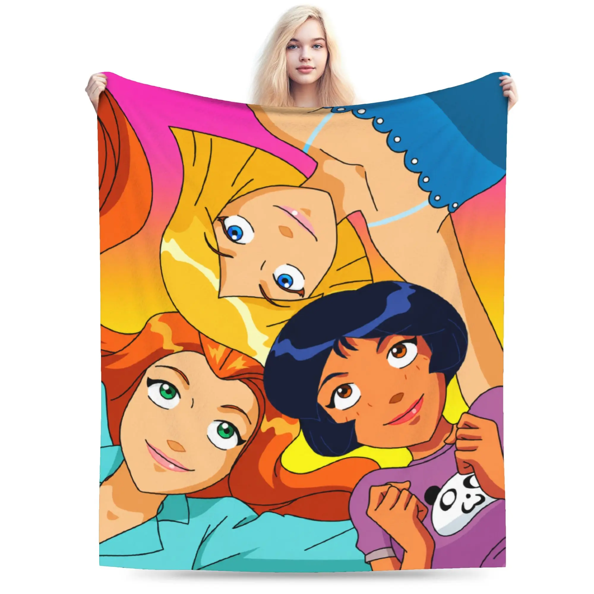 Totally Spies Close Up Trio Flannel Blankets  Warm Soft Throw Blanket for Couch Bed Airplane Travel Bedspread Sofa Bed Cover