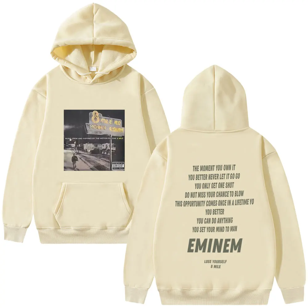 Rapper Eminem 8 Mile Graphic Hoodie Men Women Hip Hop Fashion Pop Music Streetwear Male Oversized Fleece Cotton Pullover Hoodies