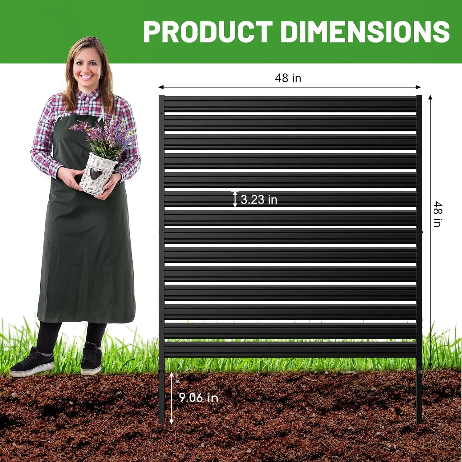 2 Panels No-Dig Metal Privacy Fence Screen, 48