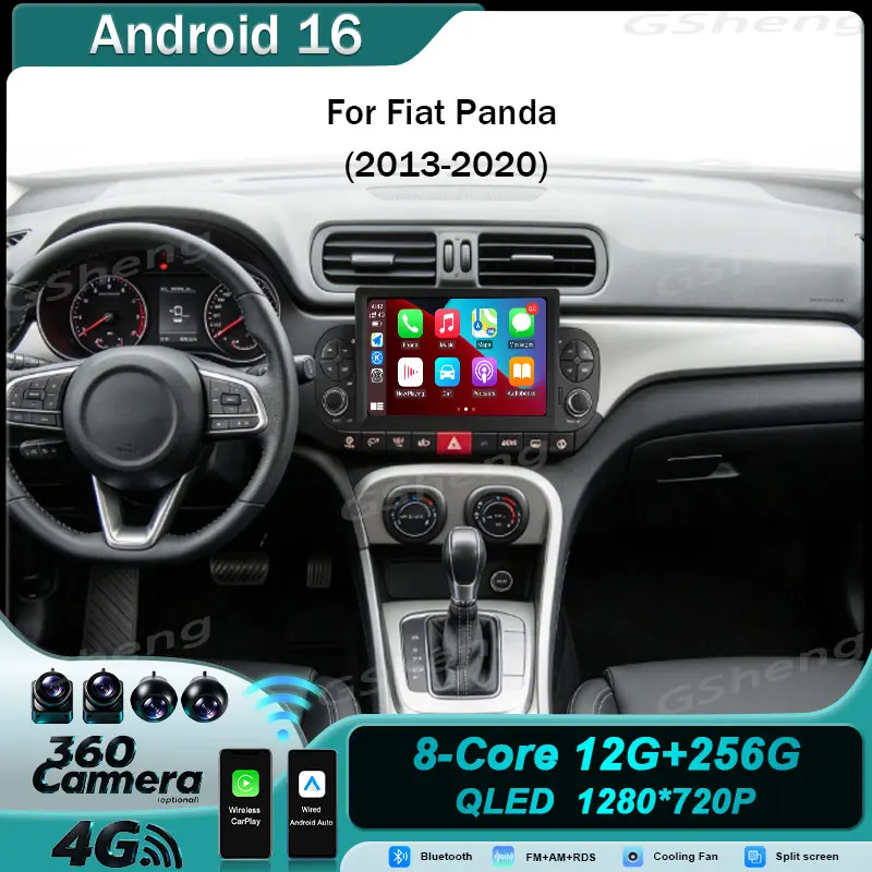 7'' Android 16 Car Multimedia Player for Fiat Panda 2013-2020 Built in WiFi GPS Bluetooth Wireless CarPlay Android Auto Radio