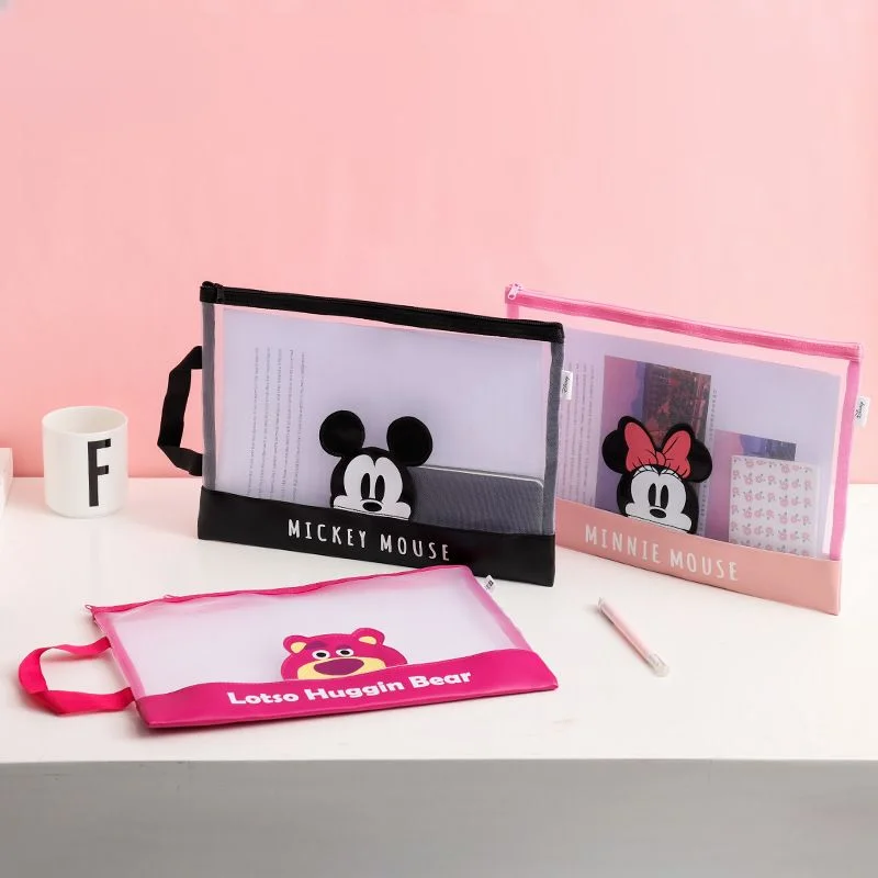 Disney Mickey A4 File Bag Large Capacity Large Zipper Student Subject Classification Thickened Portable Homework Test Paper Bag