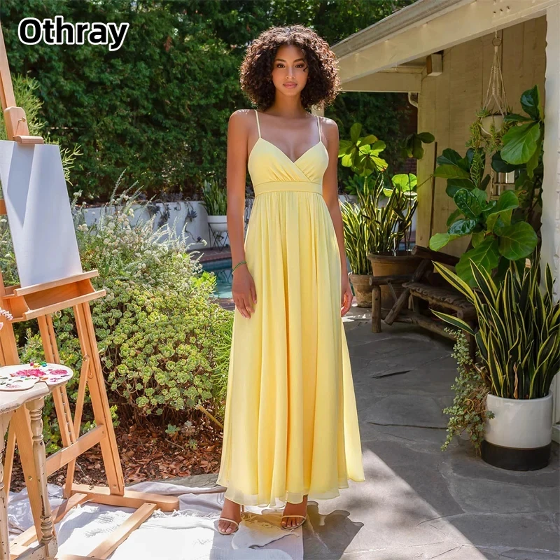 

Othray Simple Short Chiffon A-line Prom Dress Spaghetti Strap Zipper Back Sleeveless Vestidos De Fiesta Elegantes