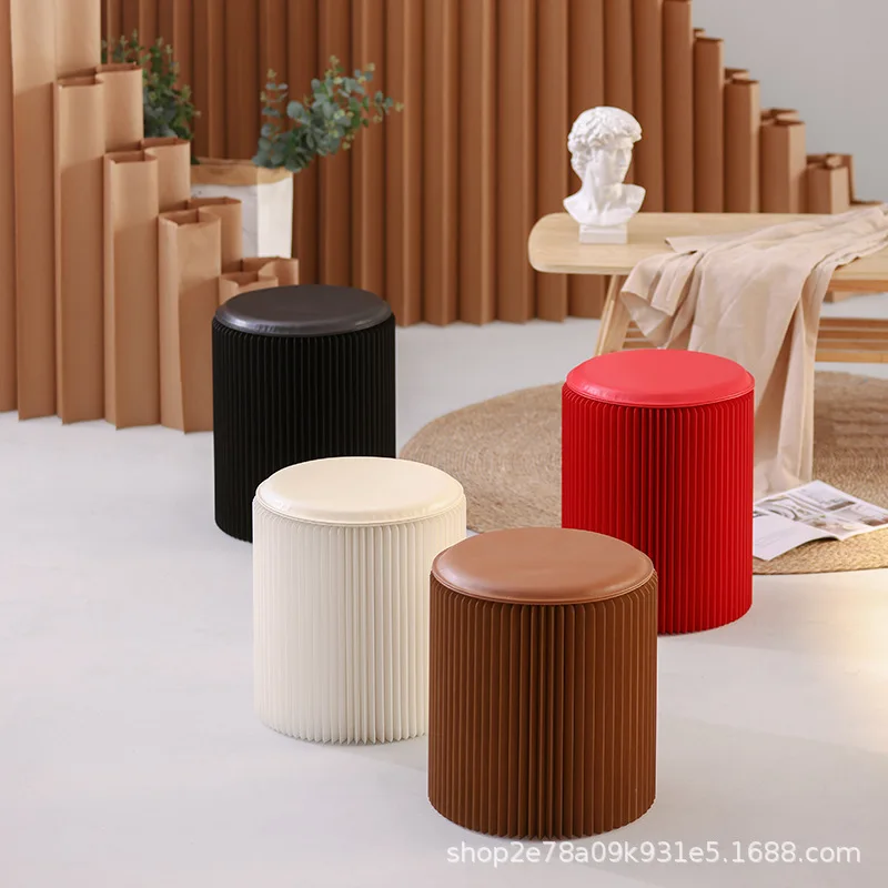 A wallpaper partition, folding paper stool, shoe change round seat stool, small household stool, bench foldable