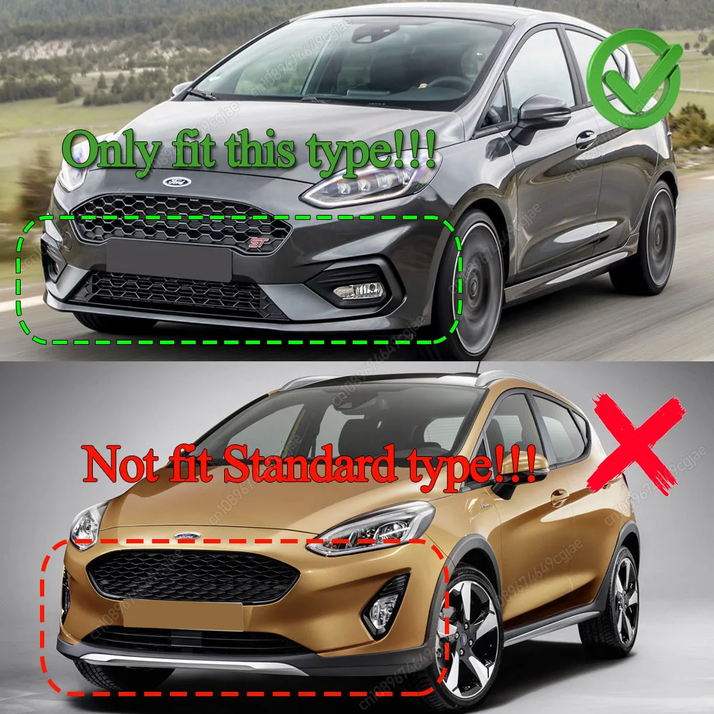 For Ford Fiesta MK8 ST ST-line 2017 To 2021 Car Front Bumper Lip Spoiler Splitter Diffuser Gloss Black ABS Body Kit Modification view 2