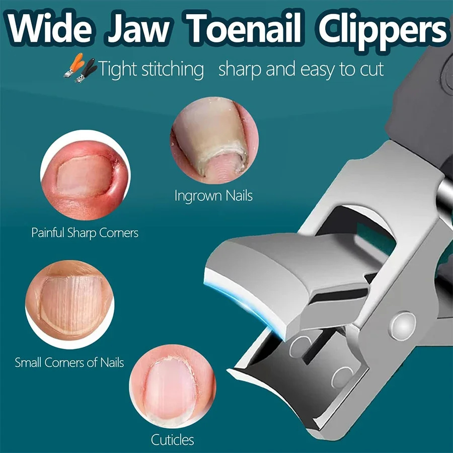 Cortador de unhas de aço inoxidável de alta qualidade - lâmina côncava resistente, curvada, adequada para grandes aberturas de unhas espessas