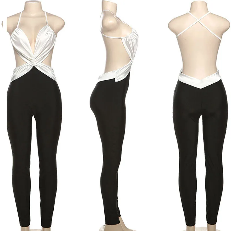 Doyerl المرقعة حللا أنيقة للمرأة Y2K السباغيتي حزام عارية الذراعين متقاطع Ruched Bodycon رومبير مثير نادي وتتسابق