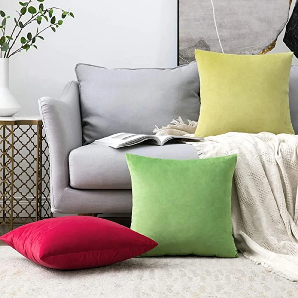 Inyahome-Soft Velvet Decorative Cushion for Home Decor, Monochromatic Pillowslip, Sofa Set, Bedroom Pillowcase, Office, Kids