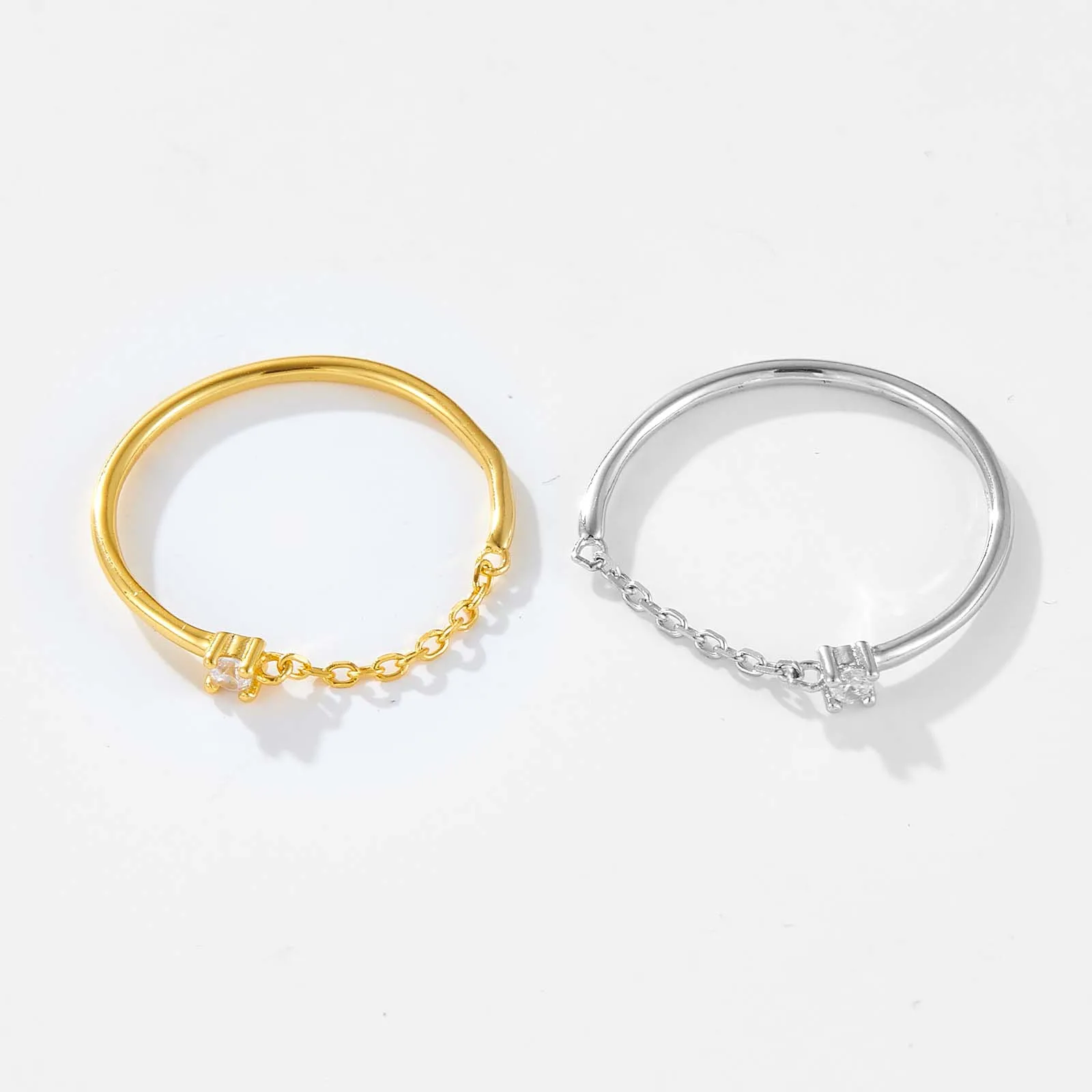 ANDYWEN 925 Sterling Silver Gold Chain Rings Nia Tiny Slim Rings Women Rock Punk Wedding Luxury Party Slim Jewelry Gift Round — zdjęcie 6