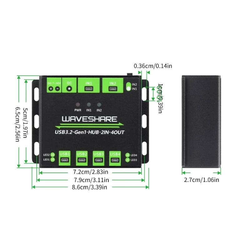 USB 3.2 HUB ที่สะดวกสบายสำหรับ 2 โฮสต์แบบสลับได้, พอร์ต USB 4X, เกรดอุตสาหกรรม