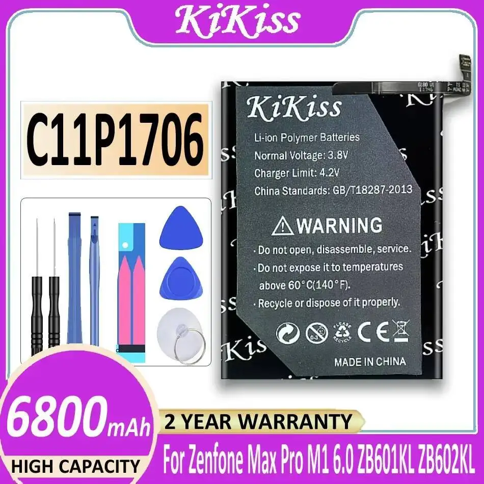 

Mobile Phone Battery High Compatibility C11P1706 For Asus Zenfone Max Pro M1 6.0 Inch ZB601KL ZB602KL X00TDB X00TDE 6800Mah