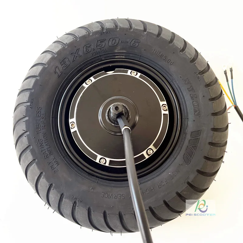 13 Inch 13inch Strong Power Max 4000W 13X6.50-6 Wide Tyre Brushless Gearless Dc Hub Wheel Motor disc brake phub-167MT