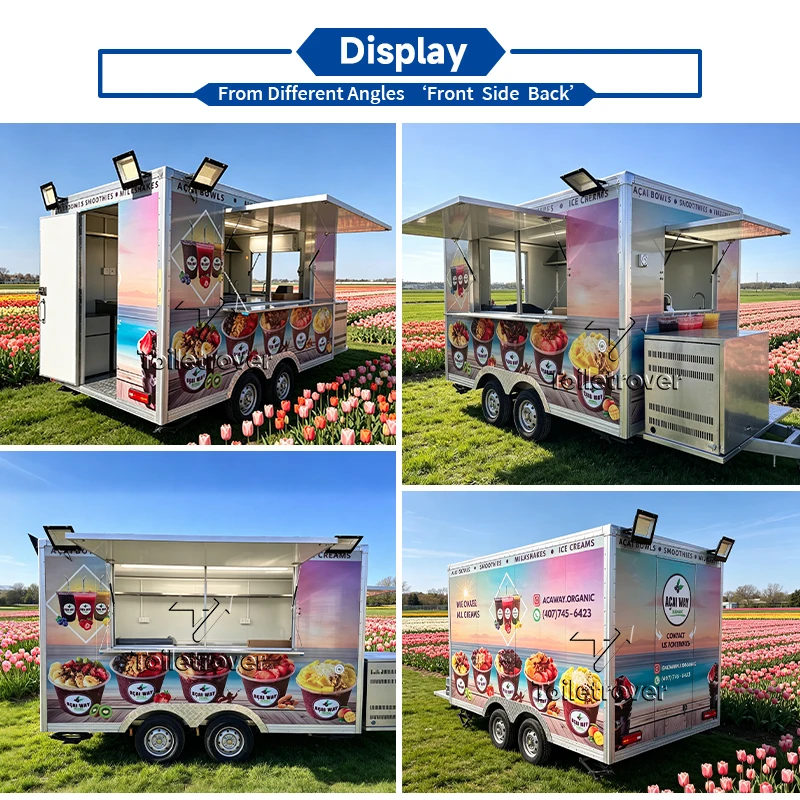 Wholesale Mobile Kitchen Food Trailer Pancake Waffle Crepe Fast Food Truck with Customized Interior Layout
